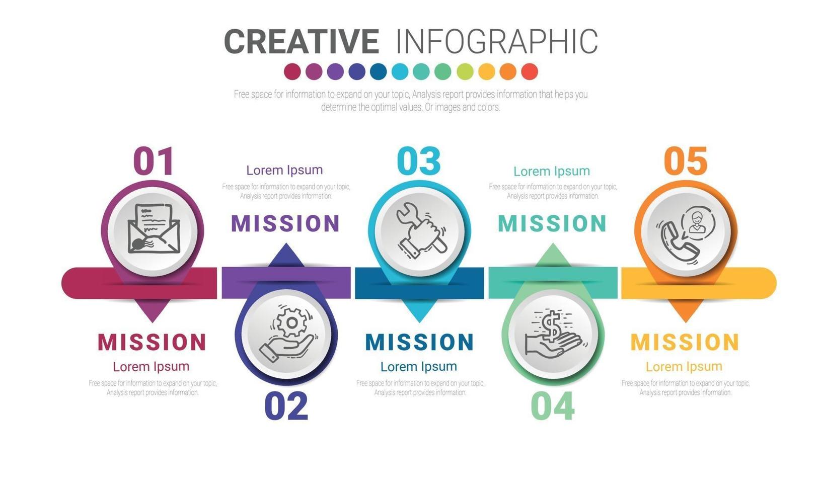 Infographic design template with numbers 5 option vector