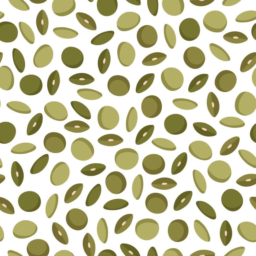 Green lentils vector cartoon seamless pattern for farmer market design