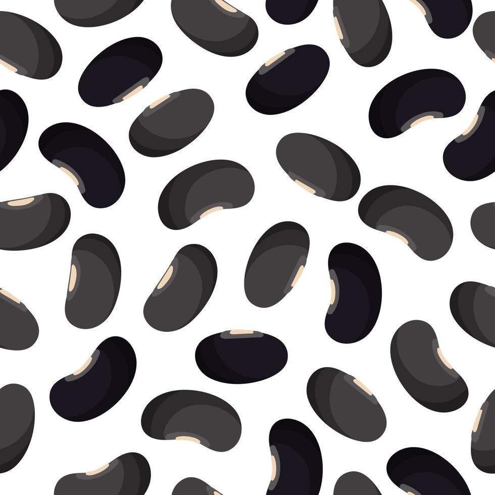 Black beans vector cartoon seamless pattern for farmer market design