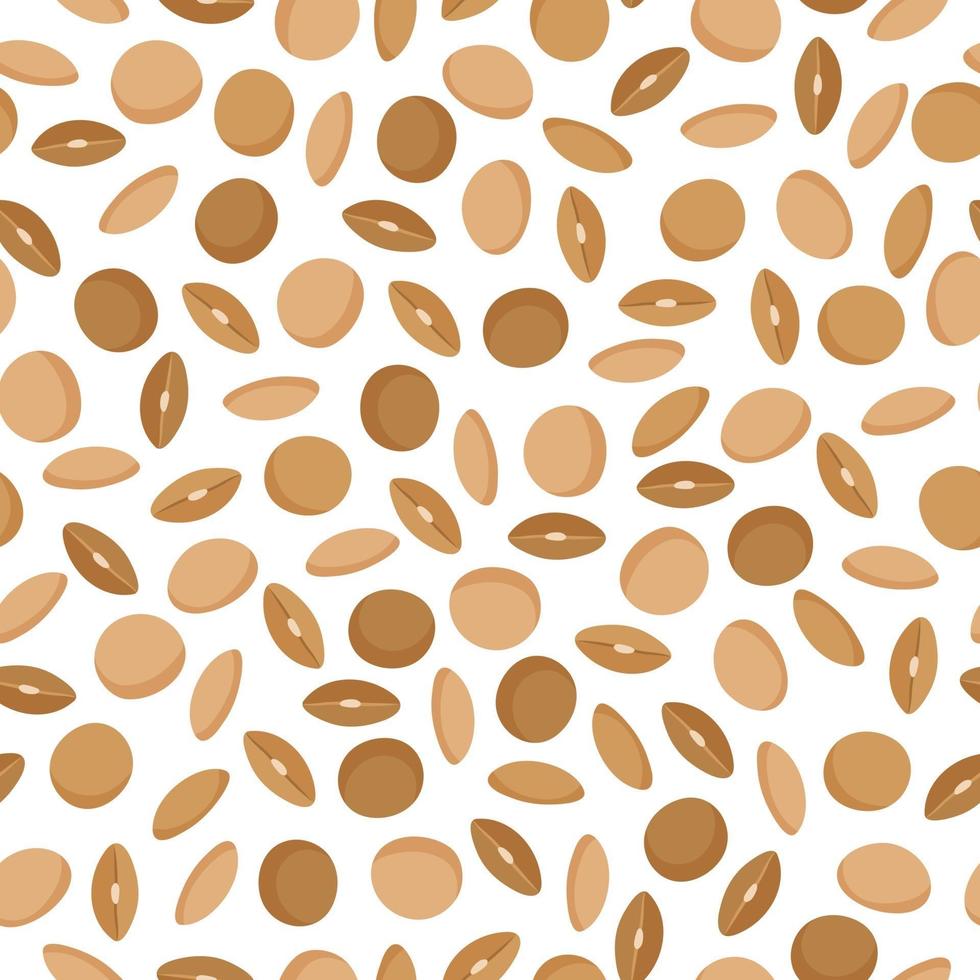 Brown lentils vector cartoon seamless pattern for farmer market design