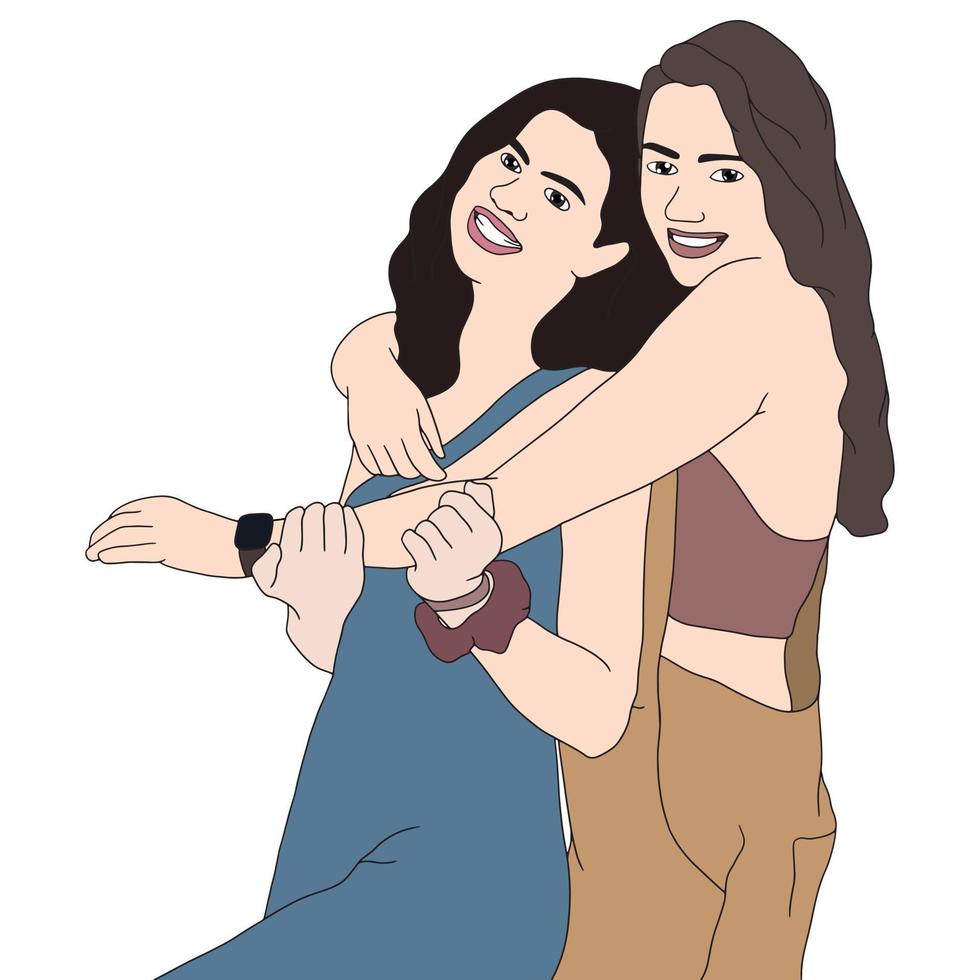 a beautiful relationship of two girls, best friends forever vector