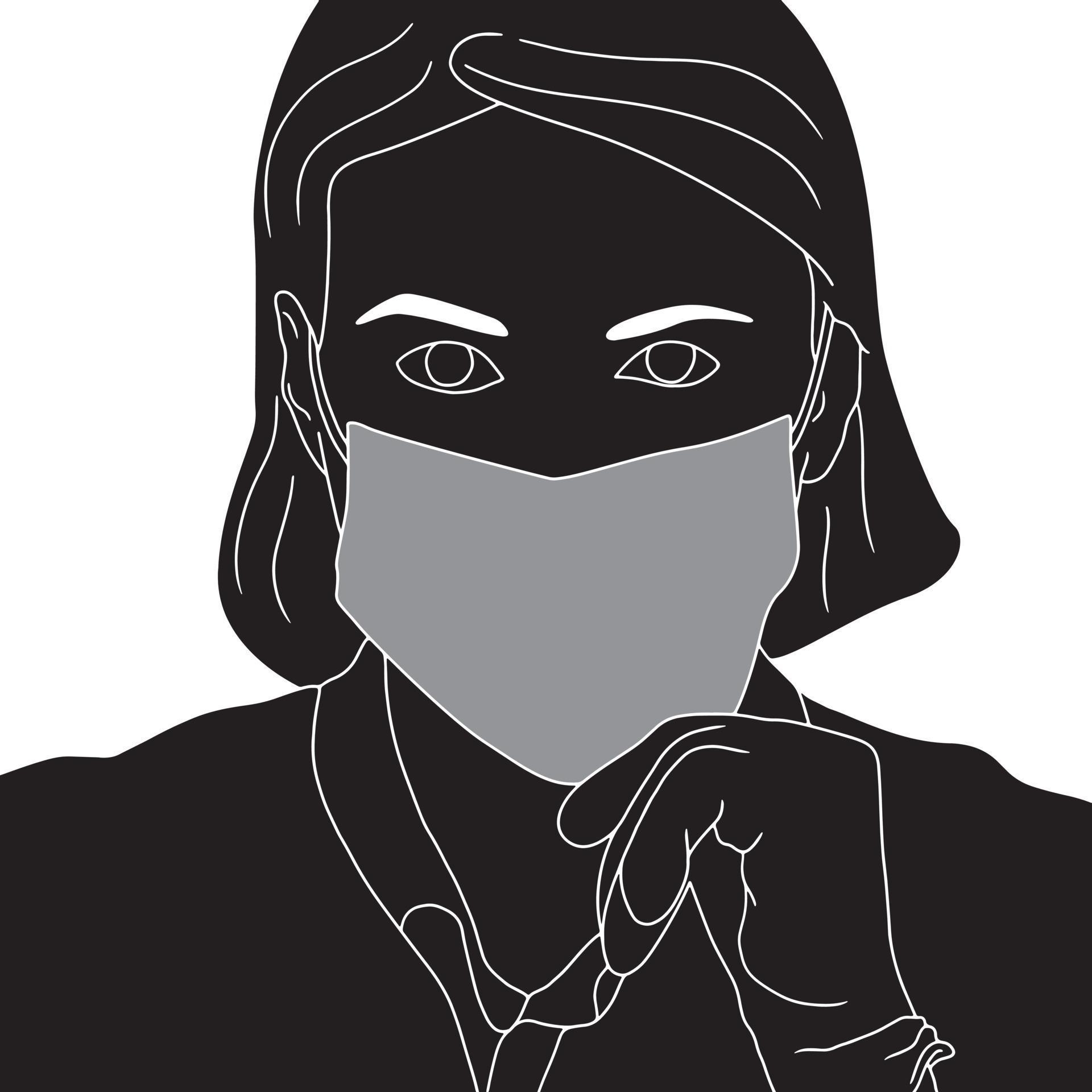 women wearing a mask character silhouette on white background 3238101