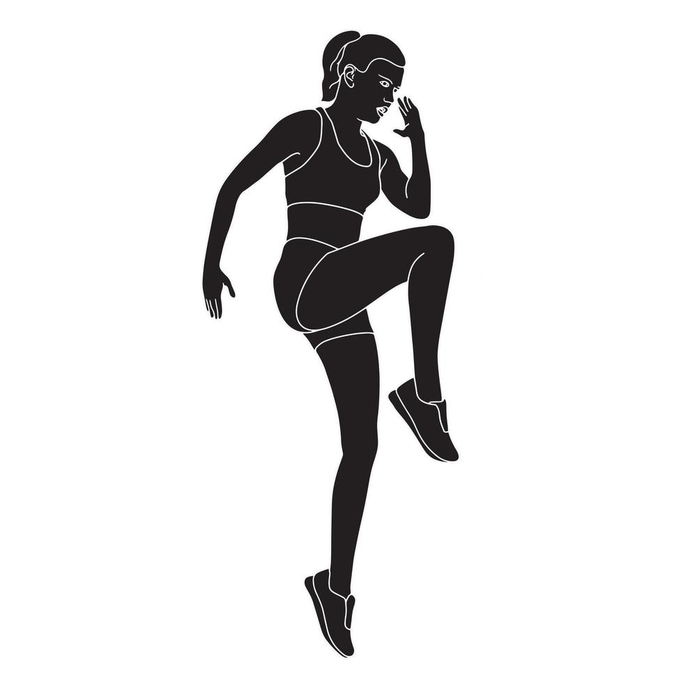 Silhouette - Female athlete model illustrated on white backgroind vector