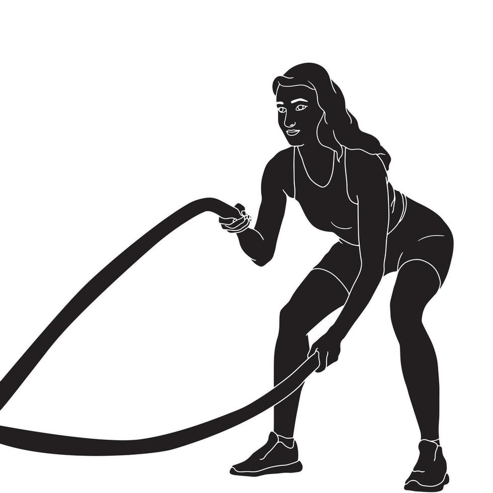 silhouette - female model exercise illustration on white background vector