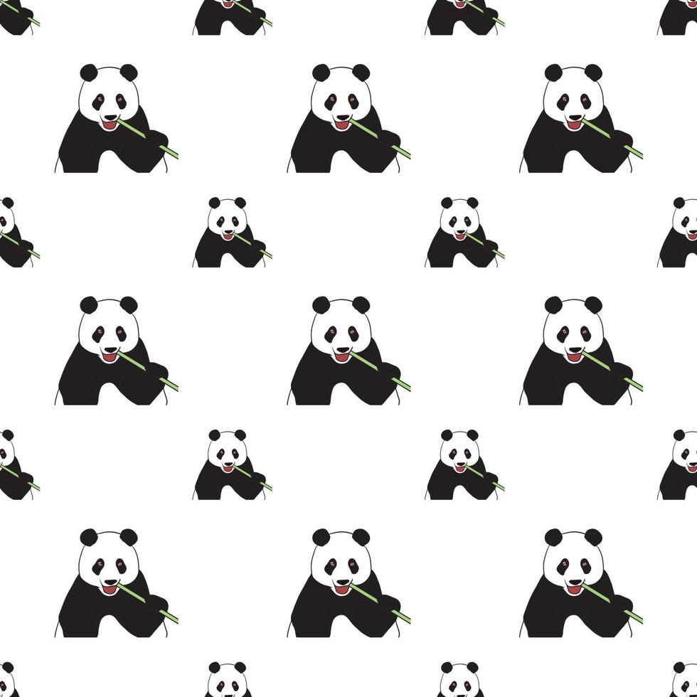 fabric pattern- cute Panda eating Bamboo repeat pattern, vector