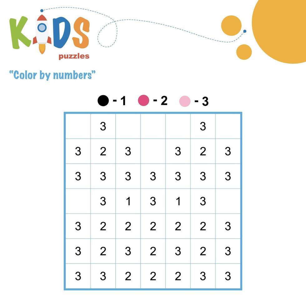 Color by numbers printable math worksheet vector