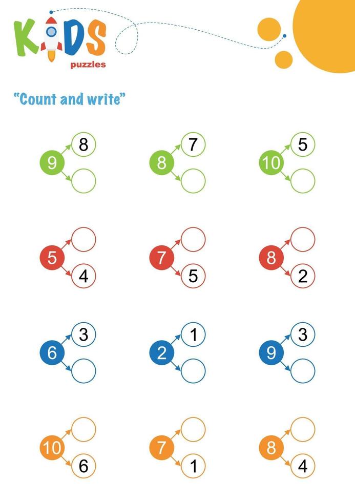 contar y escribir. hoja de trabajo de matemáticas imprimible vector