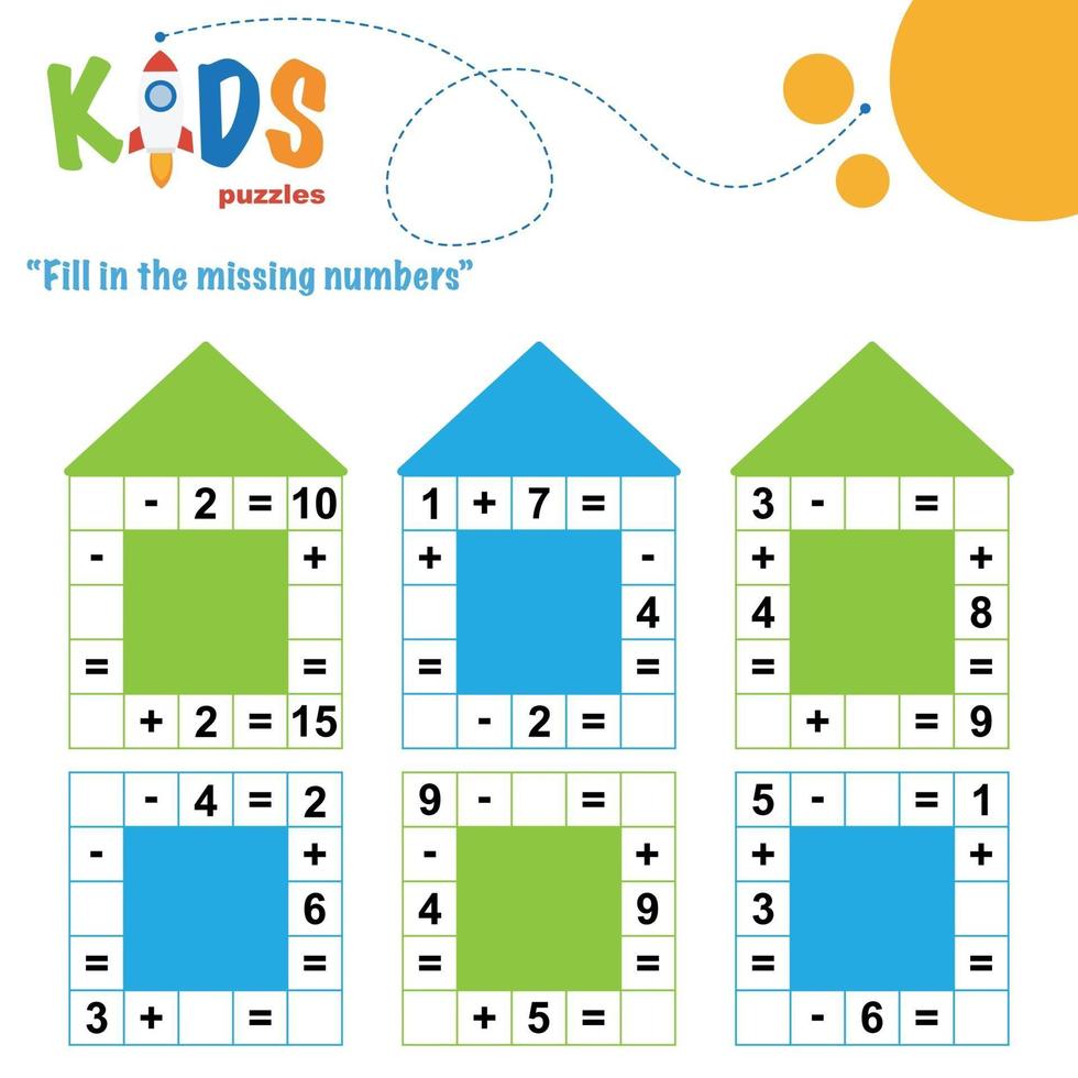 Fill in the missing numbers, printable math worksheet vector