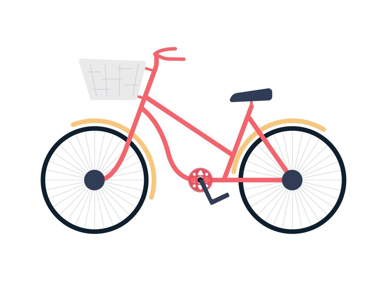 Bicicleta con cesta objeto vectorial de color semi plano vector