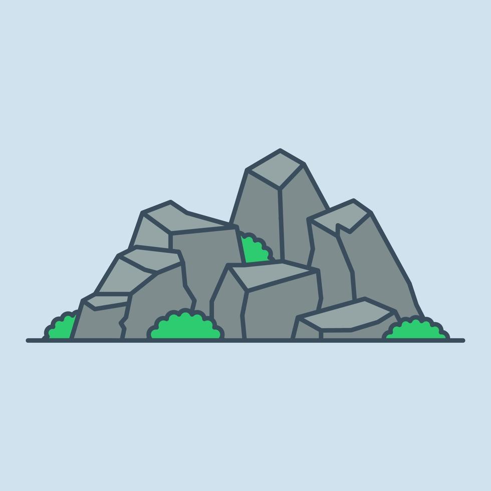 Ilustración de icono de vector de colina de roca