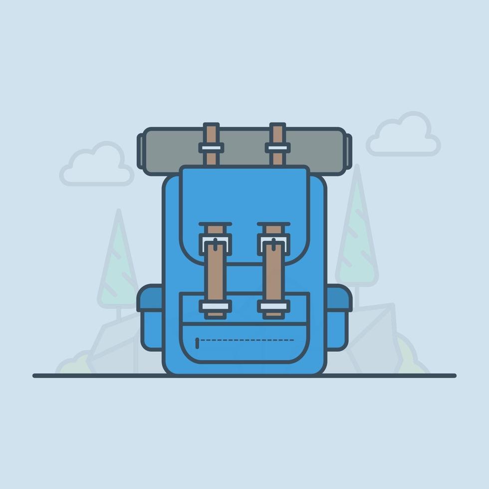 Hiking backpack vector icon illustration