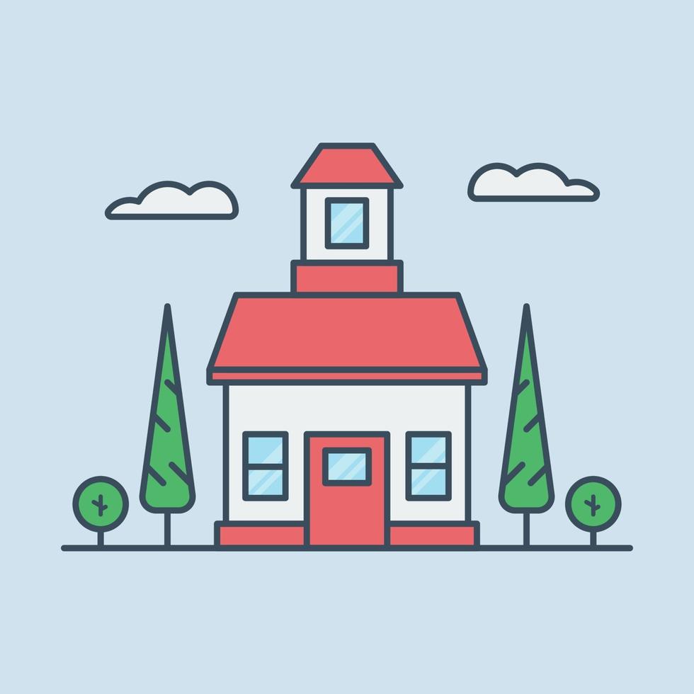 School house vector icon illustration