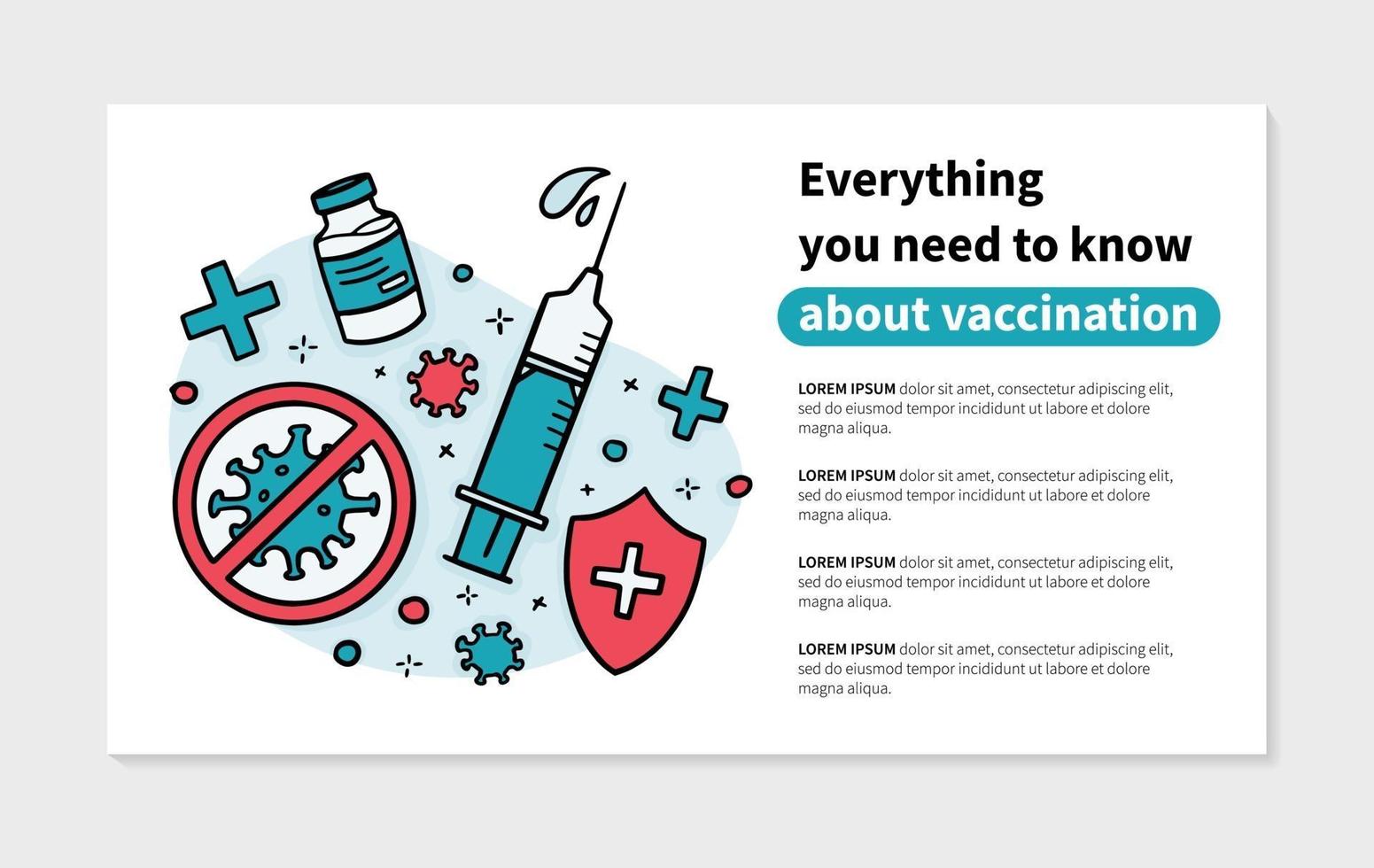 Virus vaccine, syringe for injection flyer, banner vector