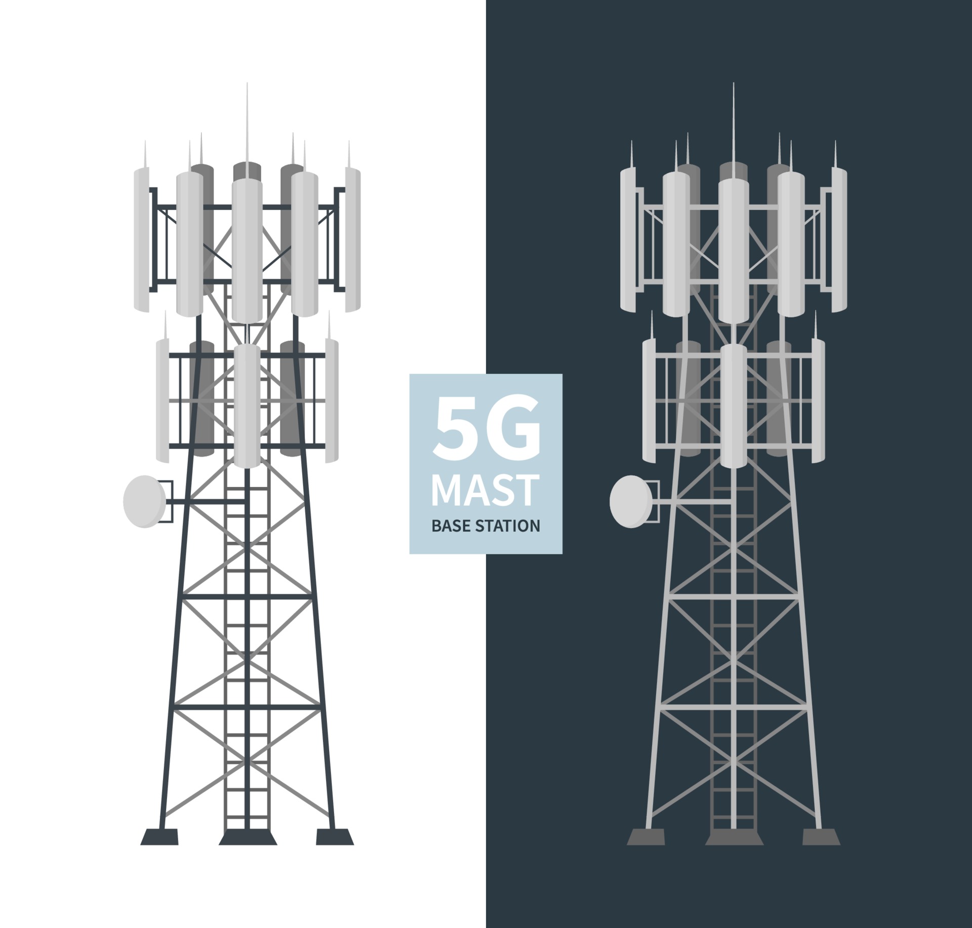 5G network mast base stations isolated set 3238365 Vector Art at Vecteezy