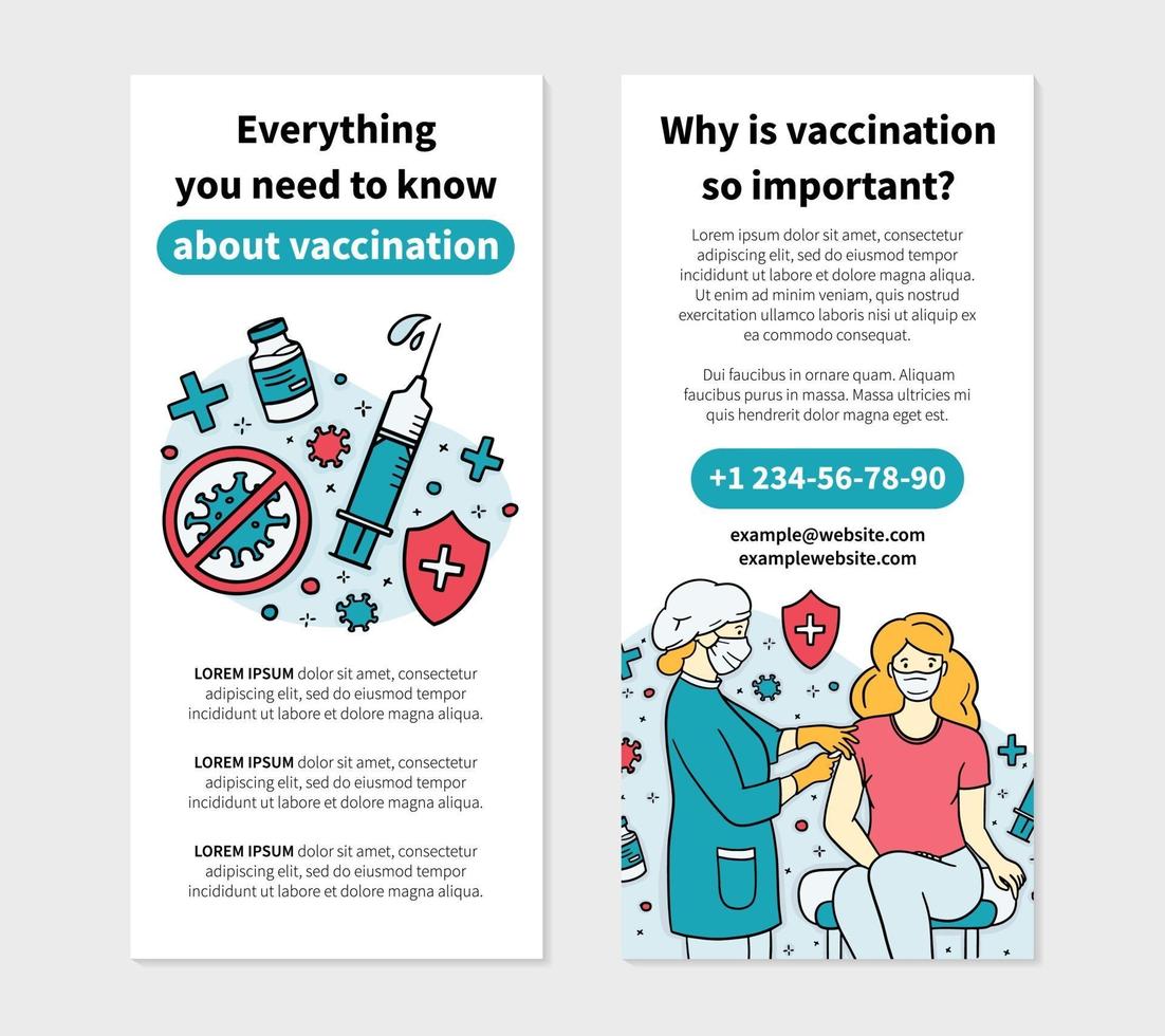 Virus vaccination flyer template with people vector
