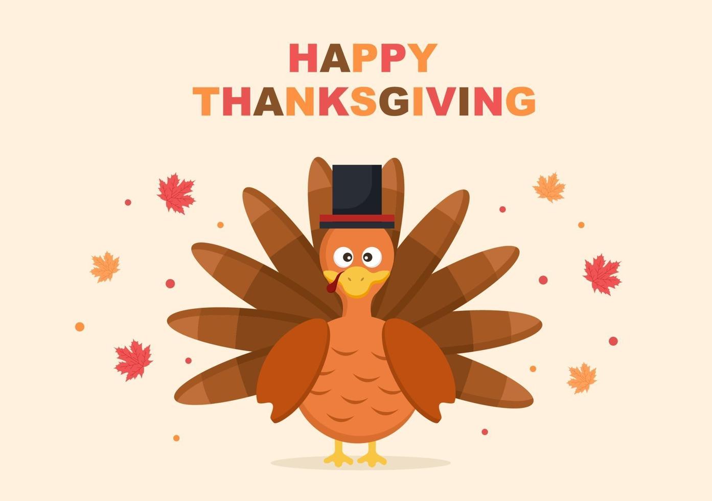 Happy Thanksgiving with Cartoon Turkey Vector Illustration 3238484 Vector  Art at Vecteezy