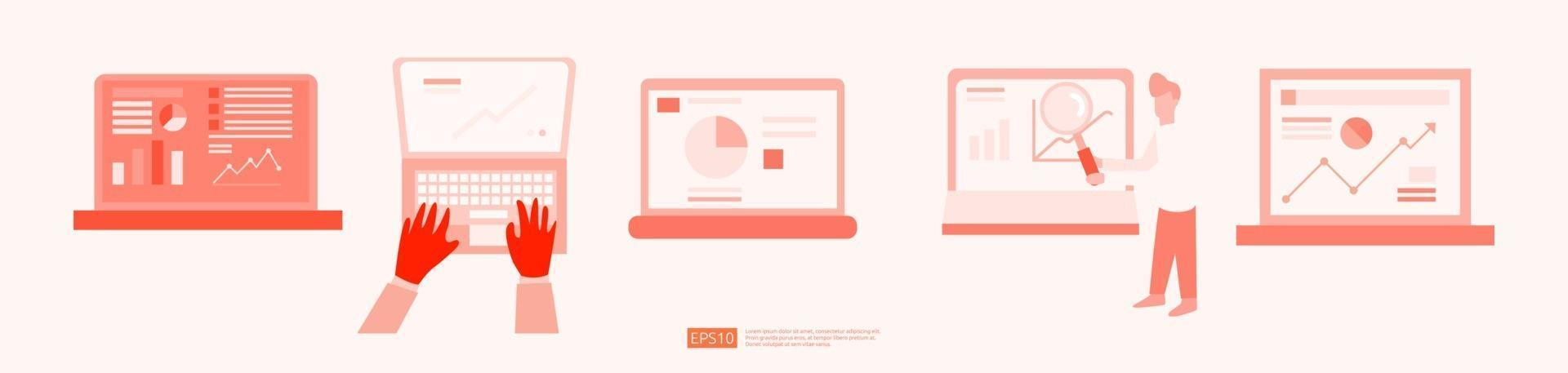 marketing concept with document data report set. business statistics vector