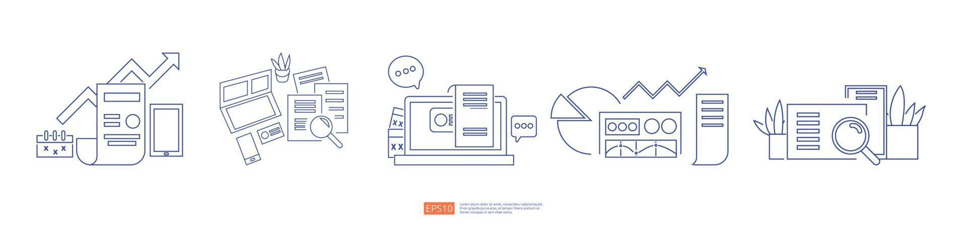 accounting document data report concept set for business statistics vector