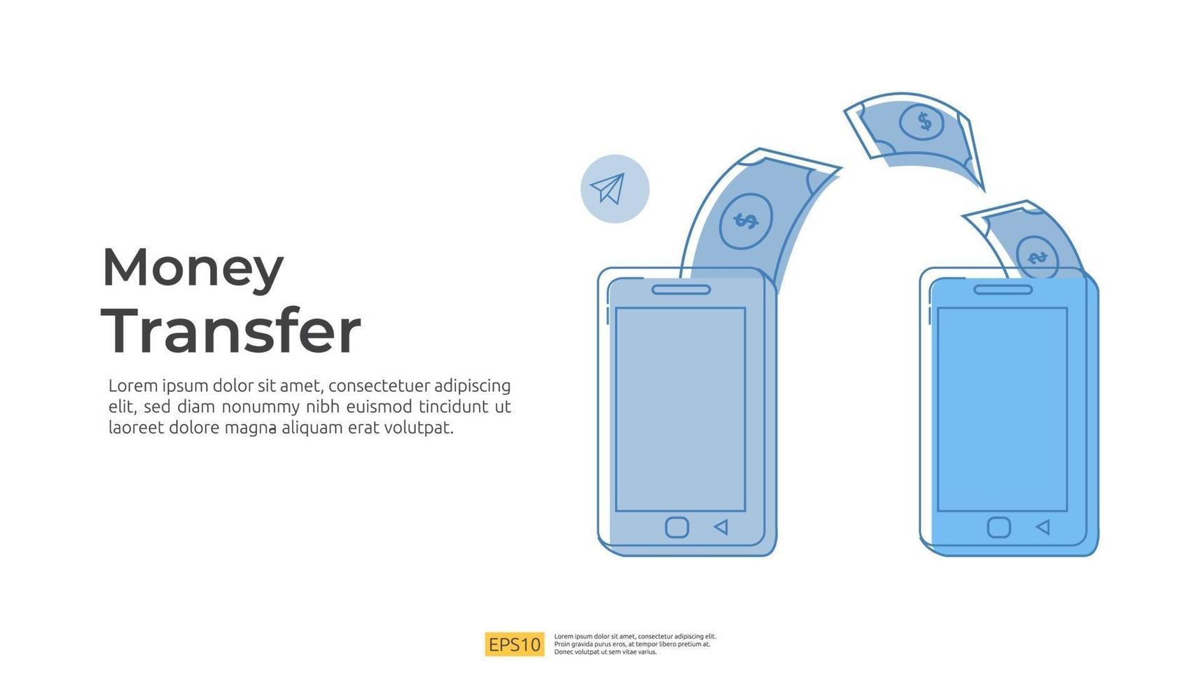 money transfer concept or online mobile payment with people character vector