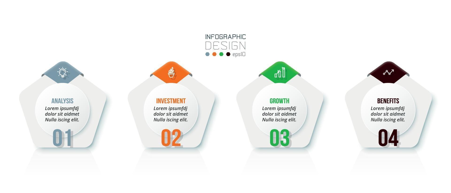 Plantilla de infografía empresarial con diseño de paso u opción. vector