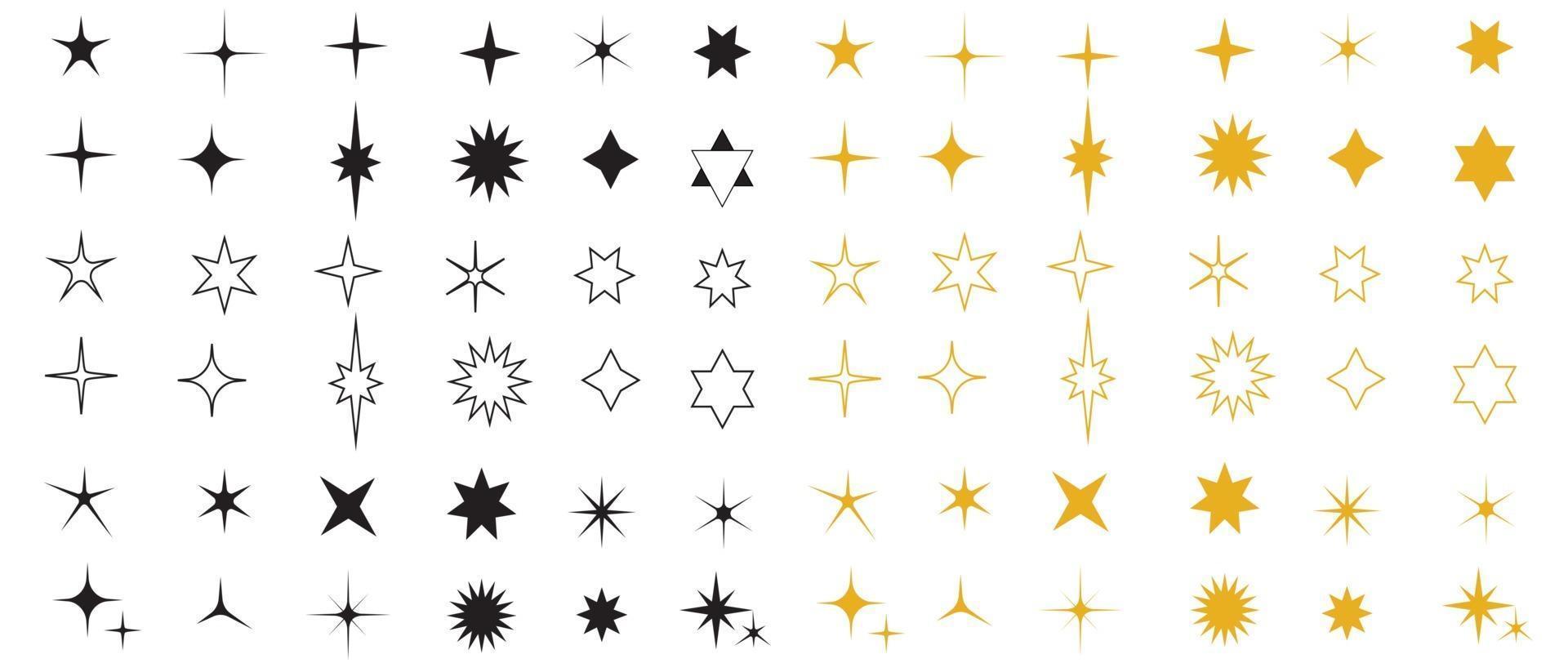 conjunto de estrellas de iconos negros y amarillos. icono de estrella de calificación. vector