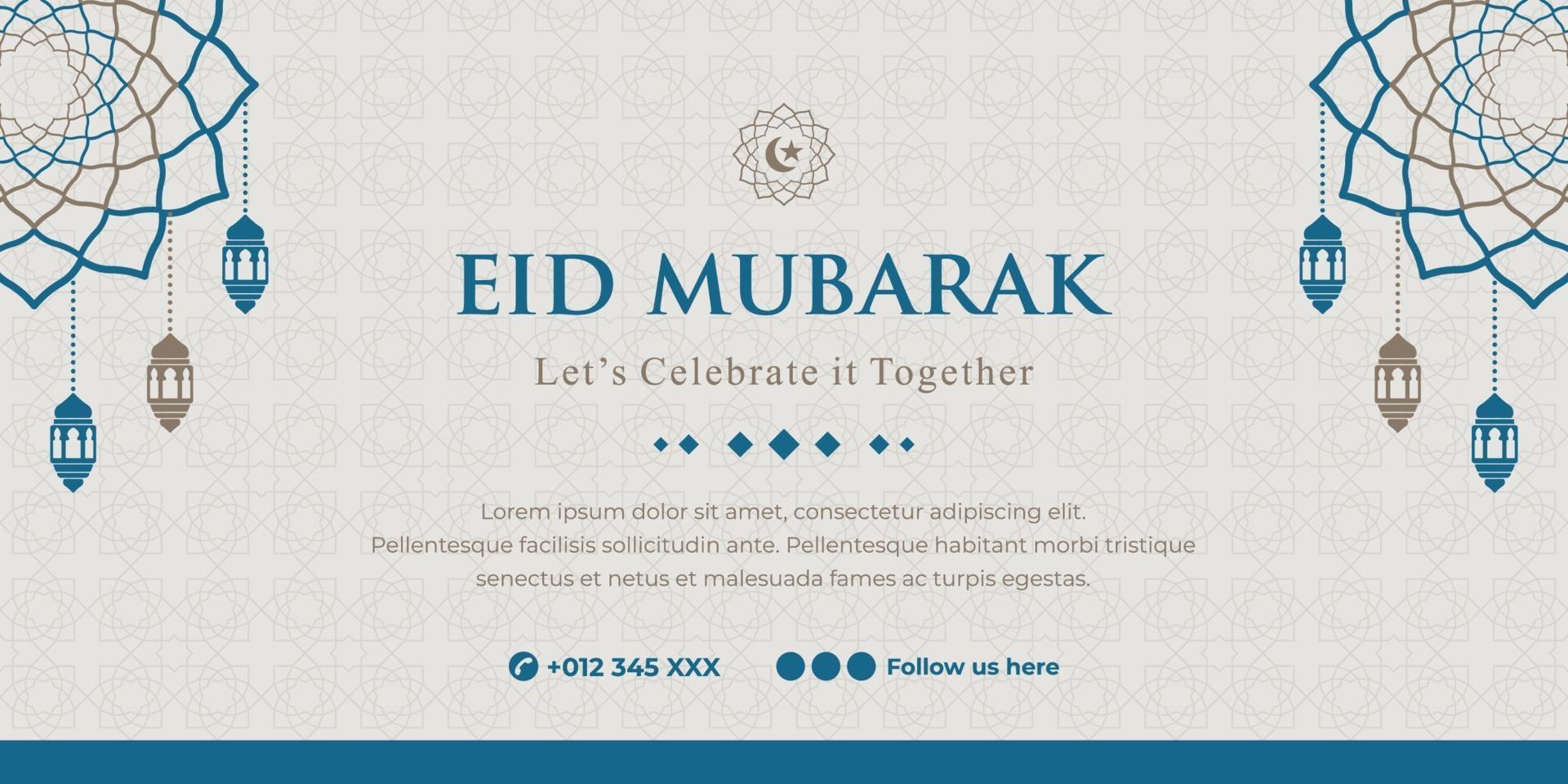 islamic banner with hanging lamps vector