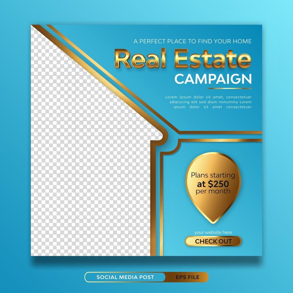 Real estate campaign social media banner template vector