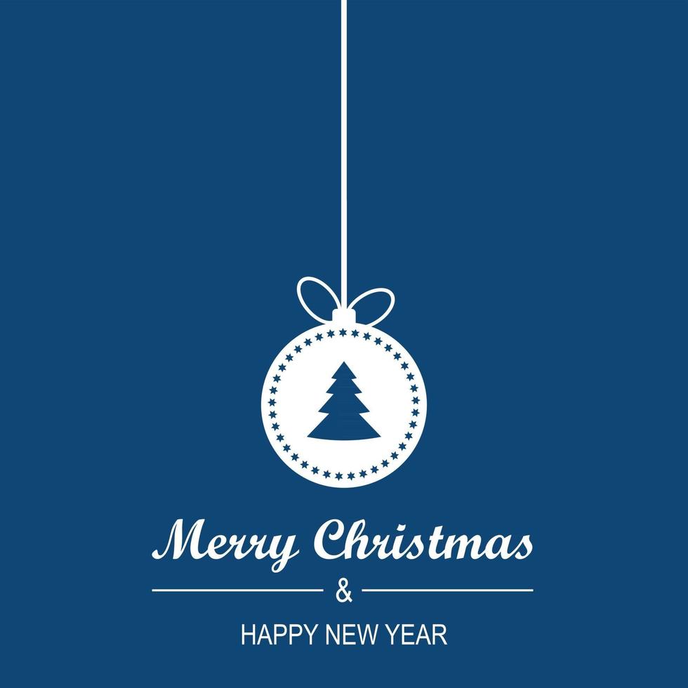 Christmas and New Year Greeting Card with Hanging Bauble, Lettering vector