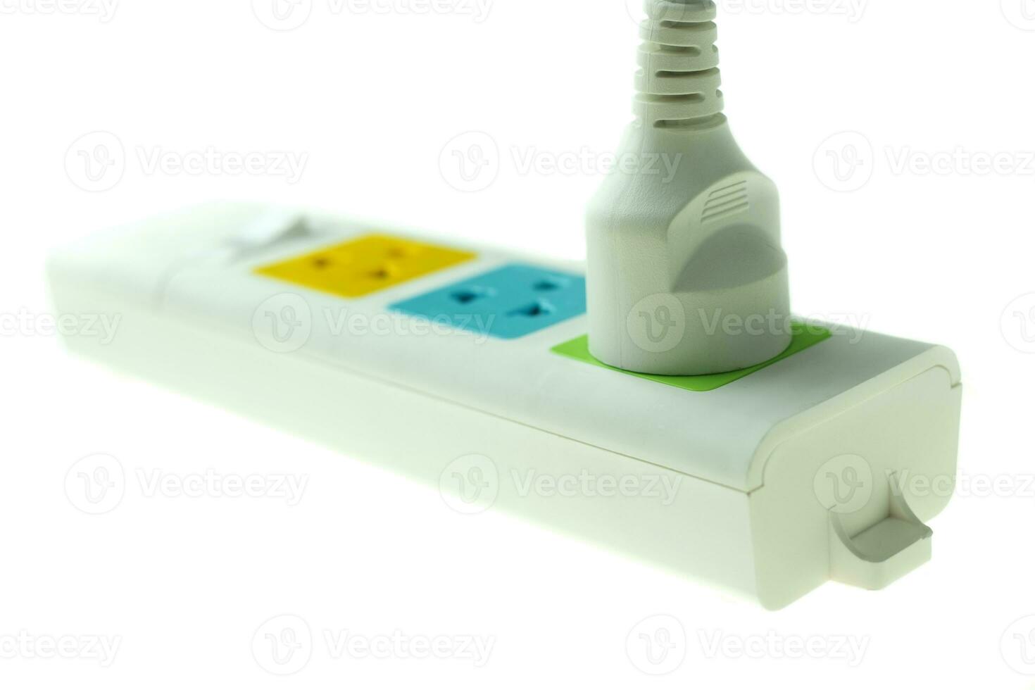 Plug in outlet 220v AC cable at white background photo