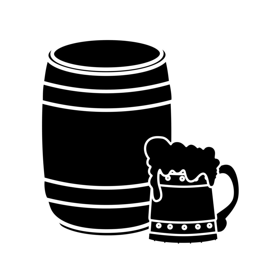 Barril de cerveza aislado y diseño vectorial de taza vector