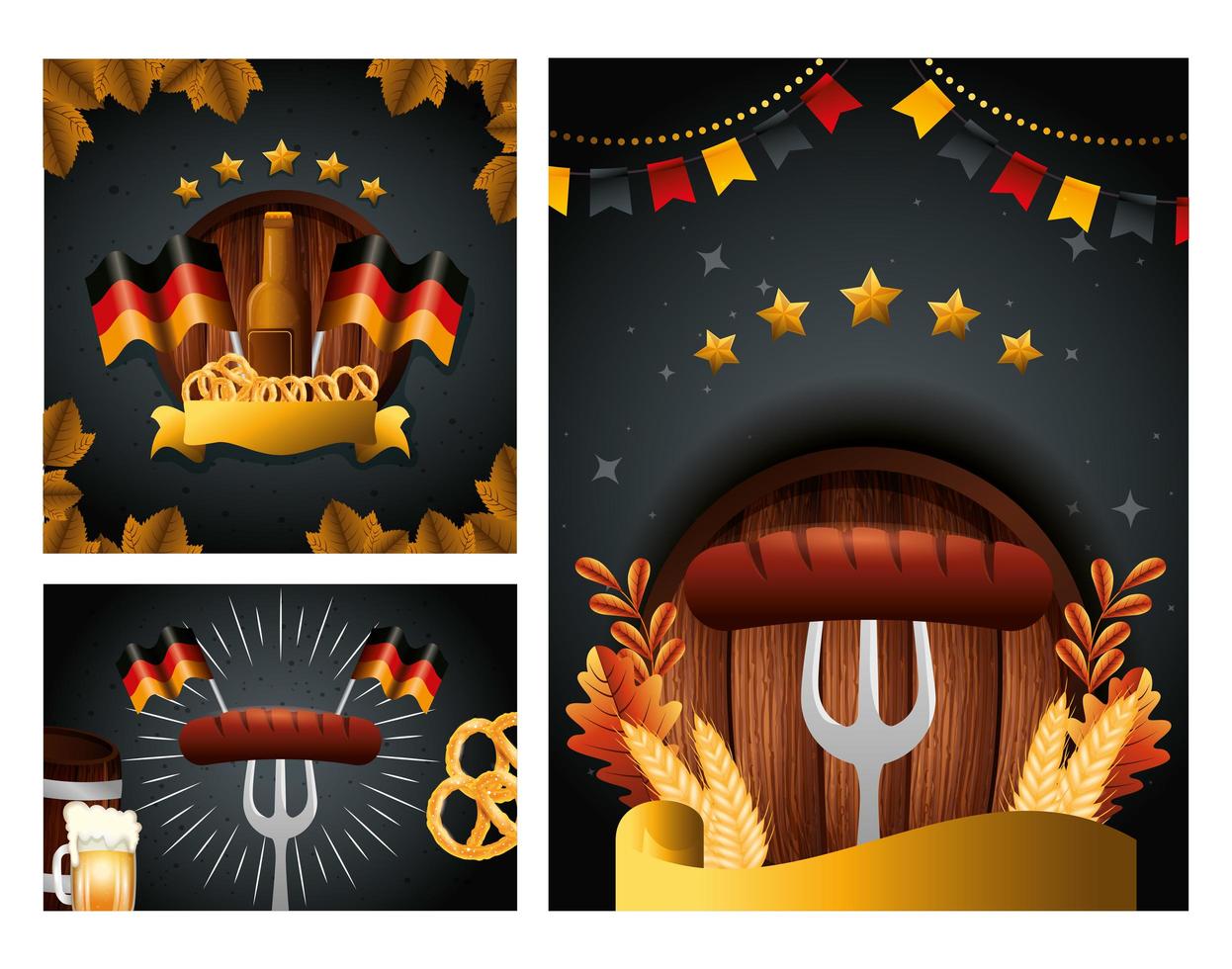 Alemania oktoberfest cerveza y salchicha diseño vectorial vector