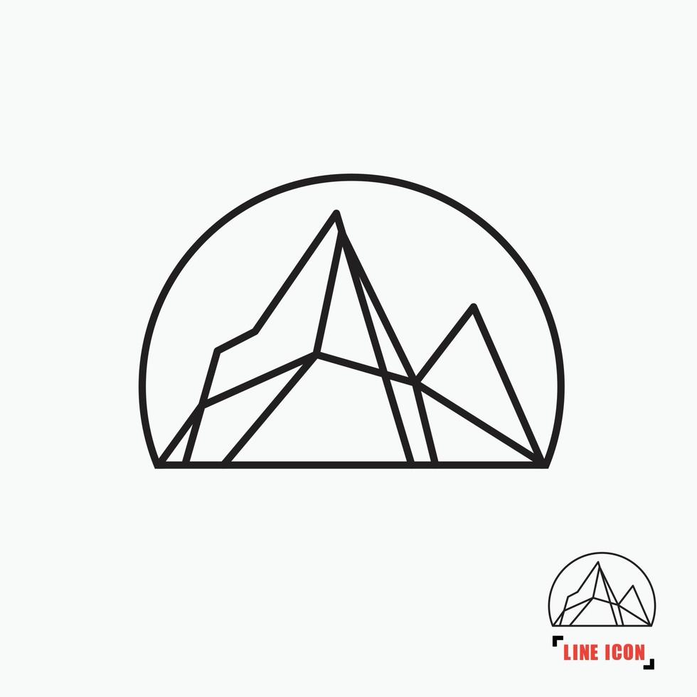 Mountain line icon vector