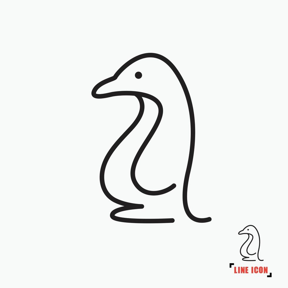 penguin line icon vector