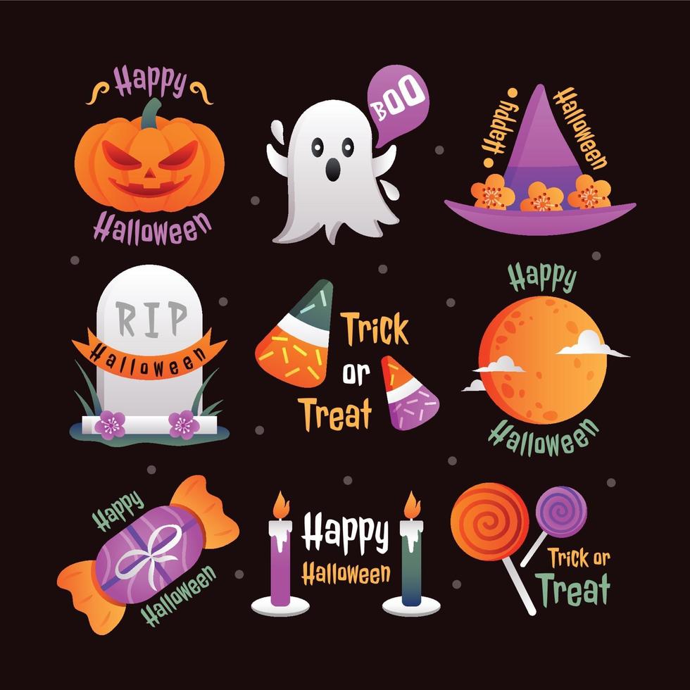 feliz halloween conjunto de plantillas de iconos vector