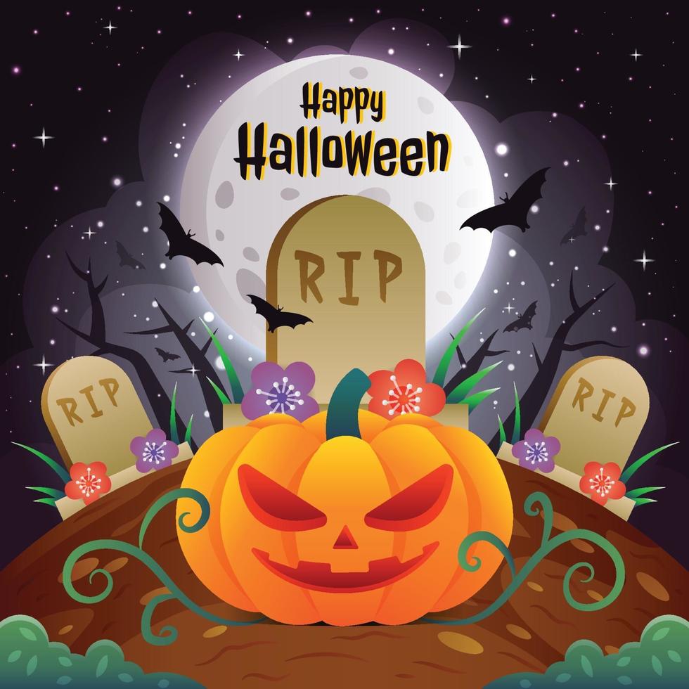 feliz halloween con plantilla de fondo de calabaza vector