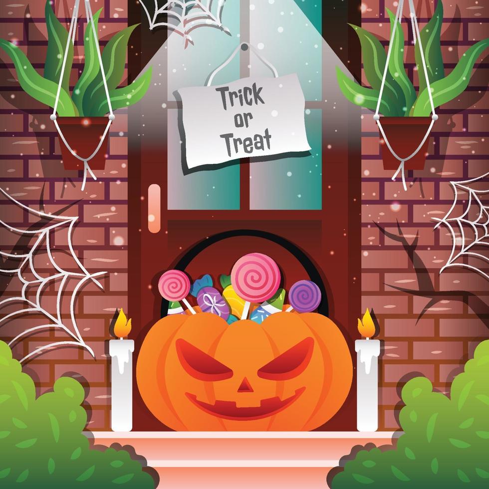Trick or Treat with Pumpkin Background Template vector