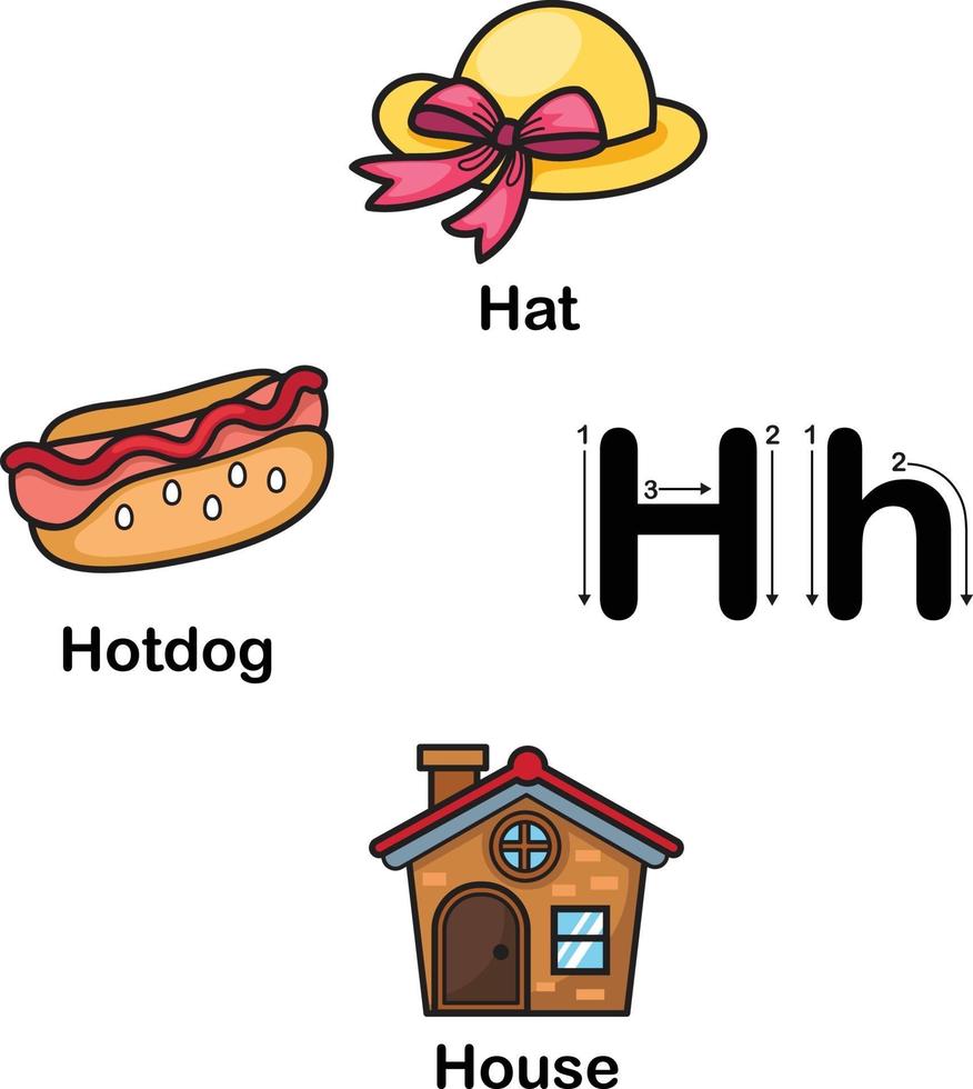 Alphabet Letter H-hat,hotdog,house illustration 3239308 Vector Art at ...