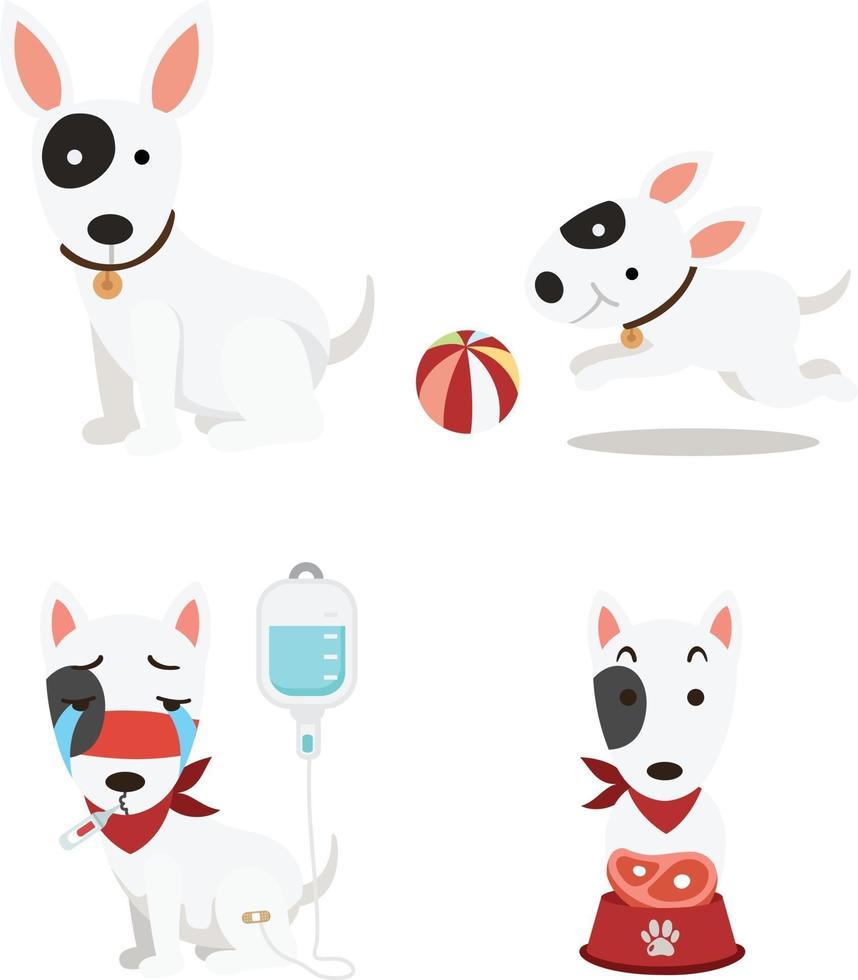 Ilustración de perros lindos aislados en fondo blanco vector