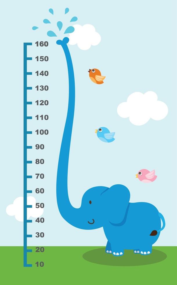 Meter wall with elephant.illustration. vector
