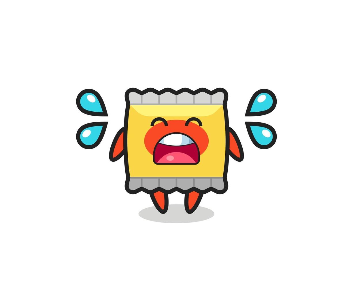 snack cartoon illustration with crying gesture vector