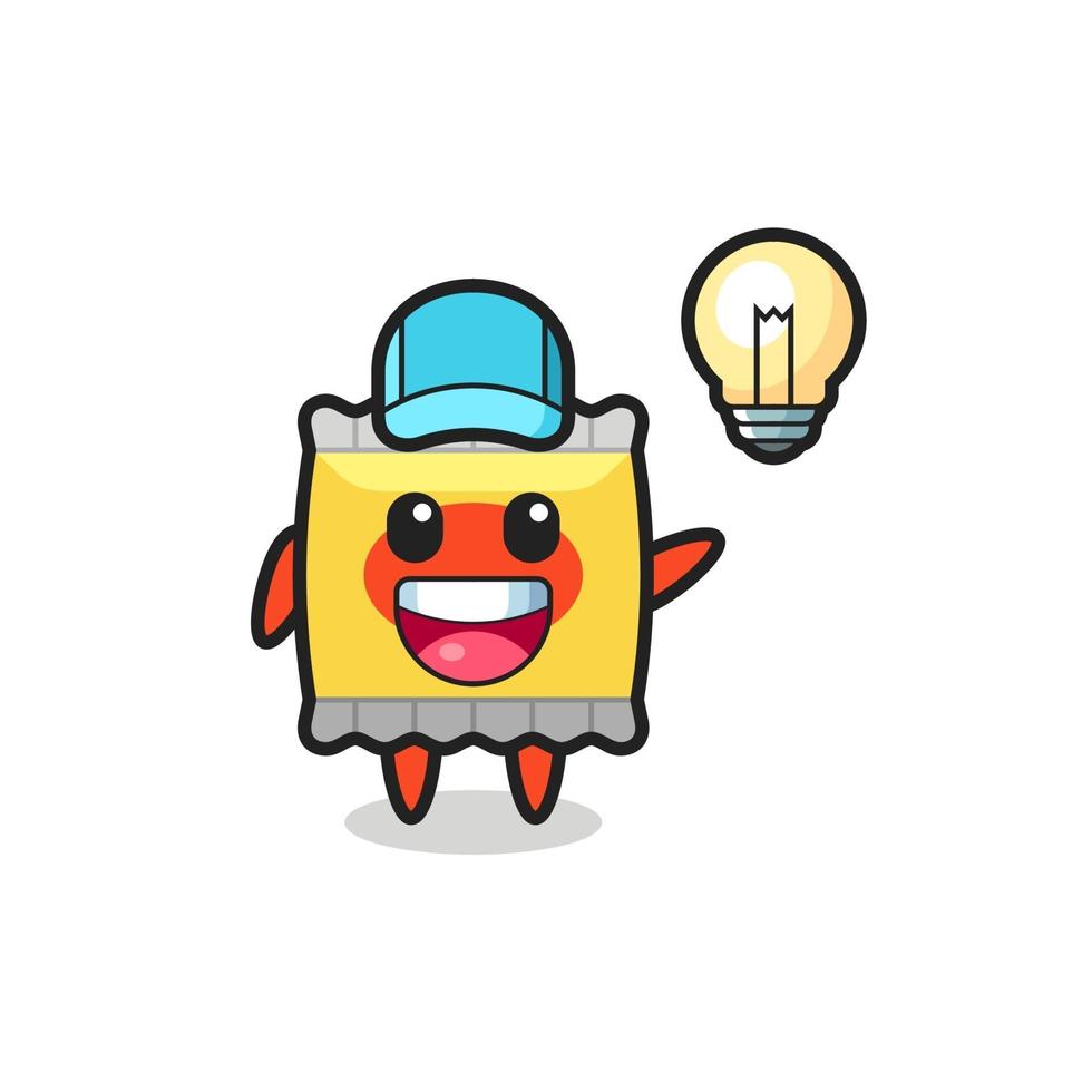 snack character cartoon getting the idea vector