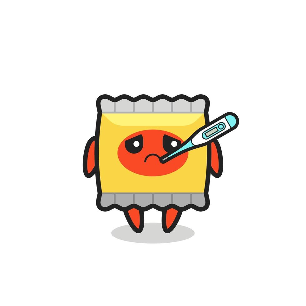 snack mascot character with fever condition vector