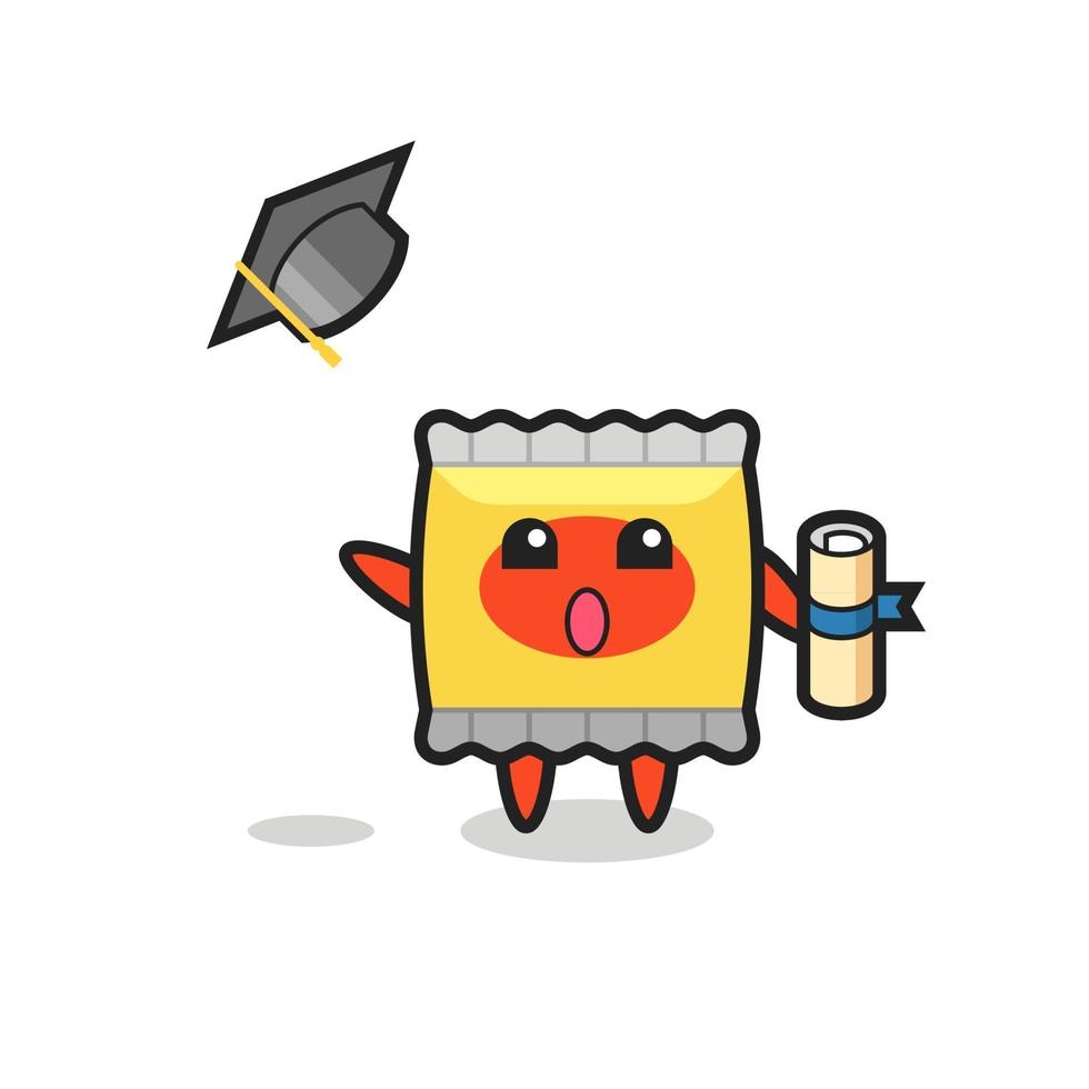 Illustration of snack cartoon throwing the hat at graduation vector