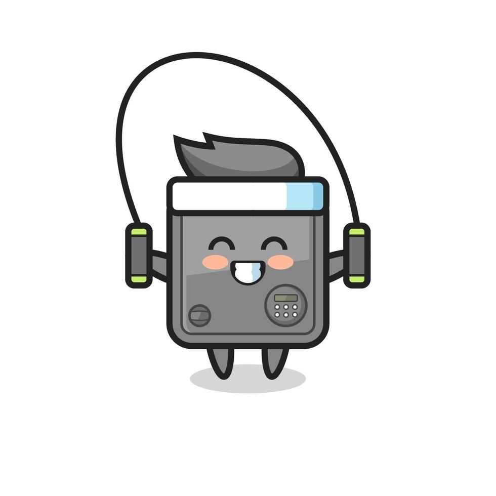 safe box character cartoon with skipping rope vector