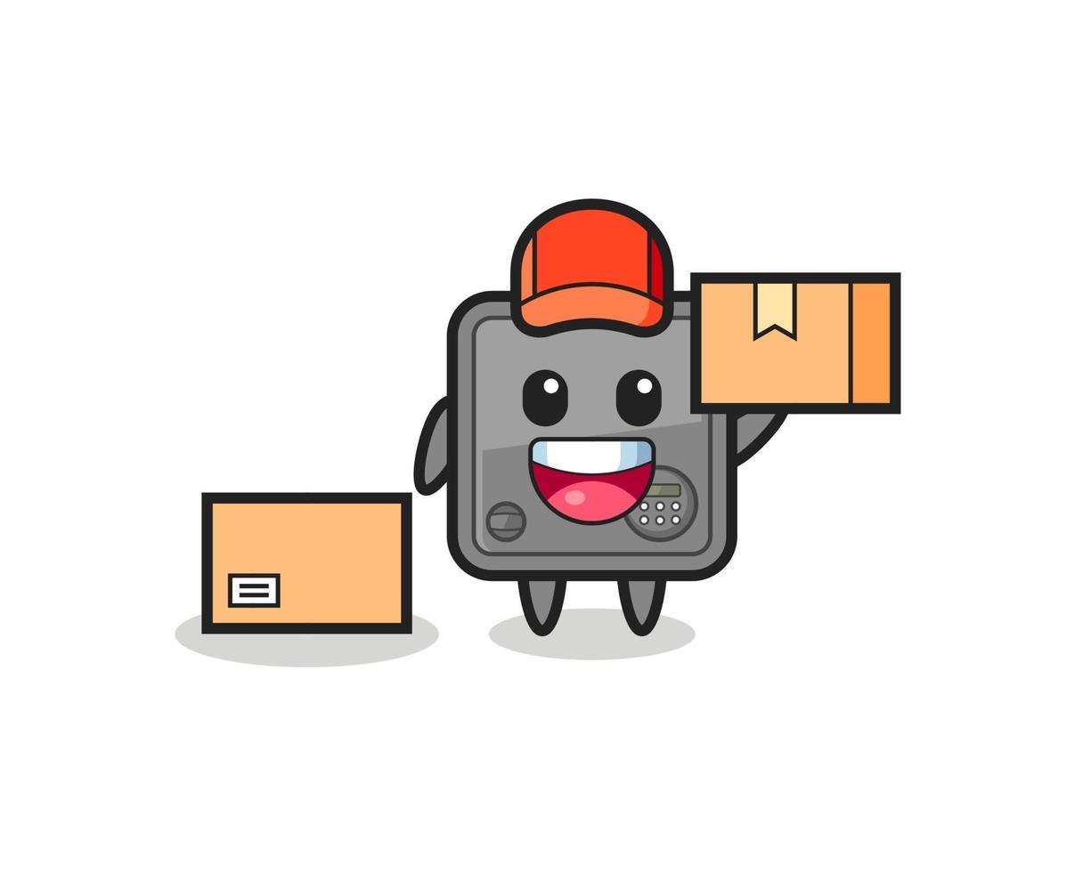 Mascot Illustration of safe box as a courier vector