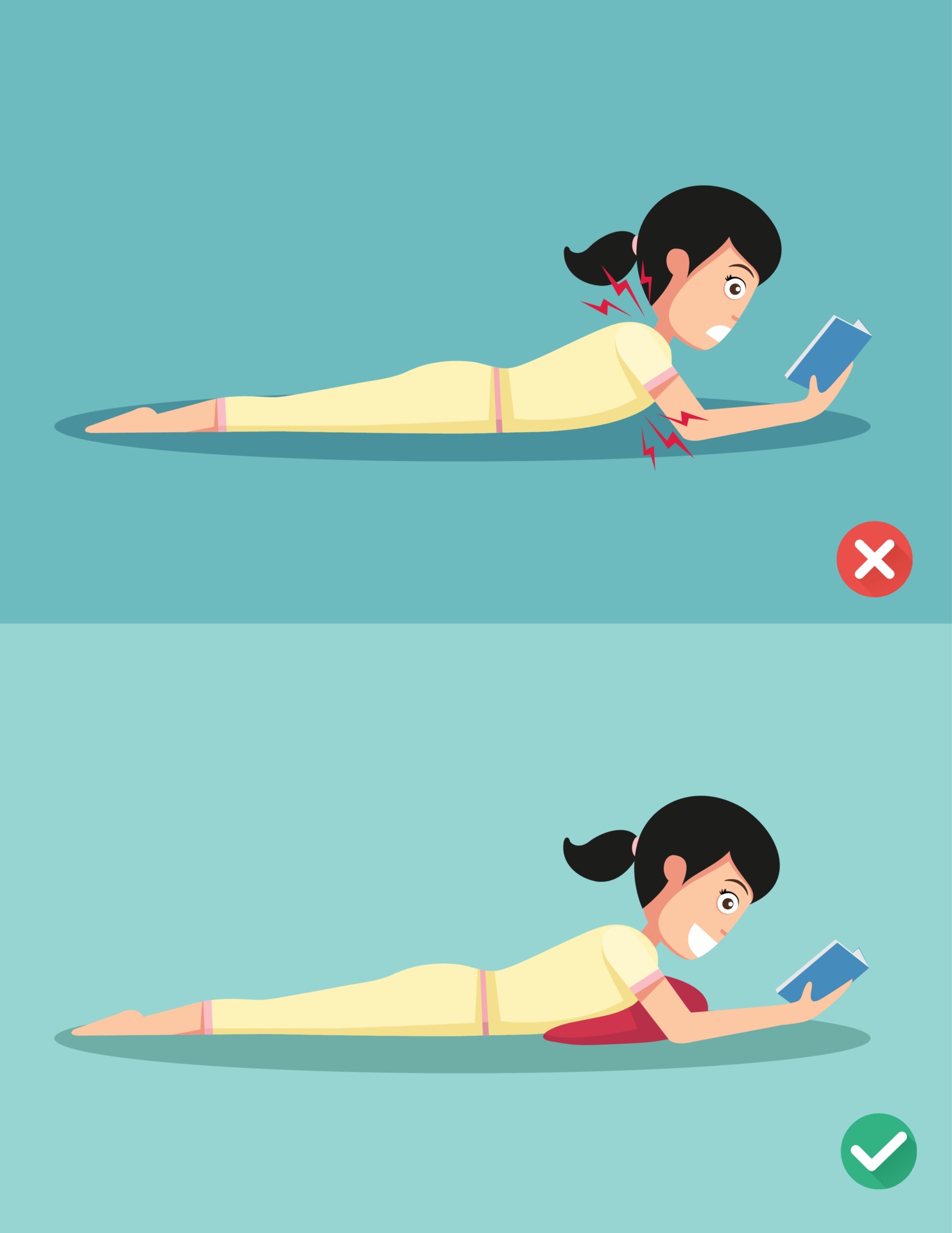 Page position. Поза боковая ложечка. Lie on your back vector.