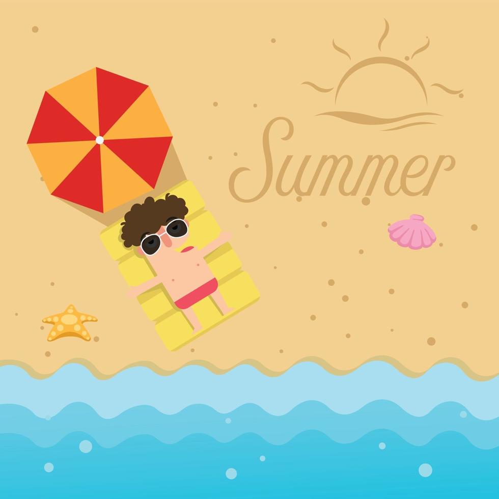 hello summer,man sleep on the beach illustration vector