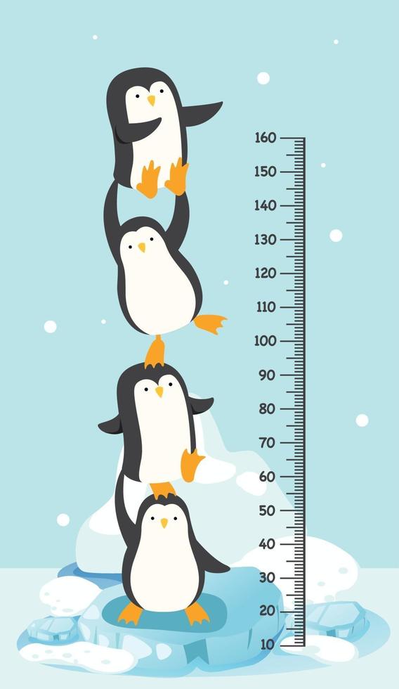 Meter wall with penguin. illustration vector