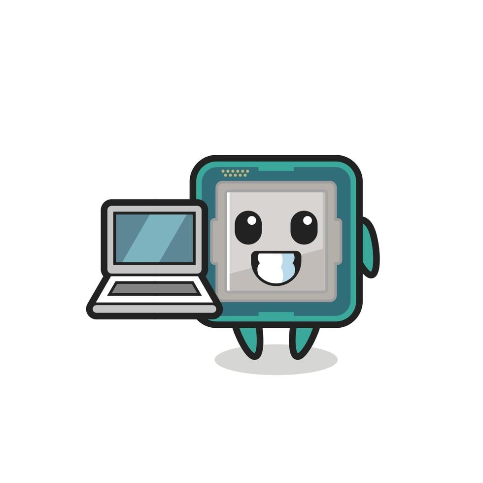 Mascot Illustration of processor with a laptop vector