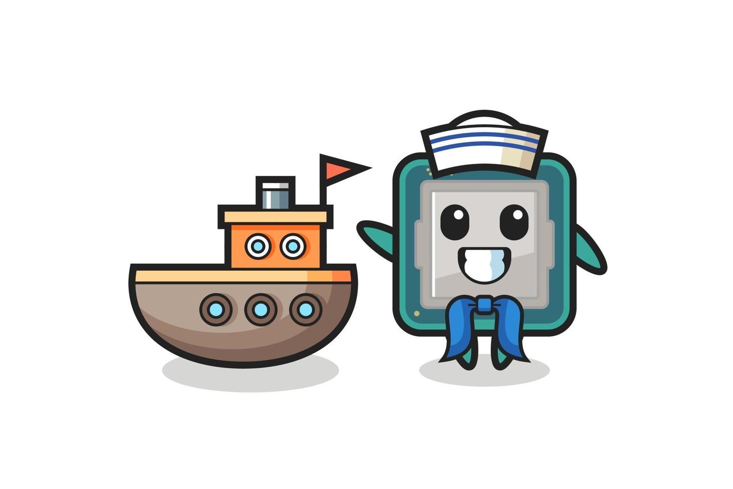 Character mascot of processor as a sailor man vector